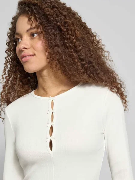 Bluzka z długim rękawem o kroju slim fit z mieszanki bawełny model FEMKE' Only biała
