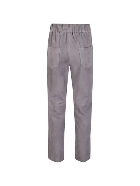 Pantaloni Via Masini 80 din piele de căprioară gri