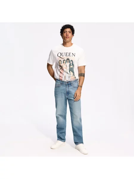 Reserved Džíny straight se sepraným efektem indigo jeans