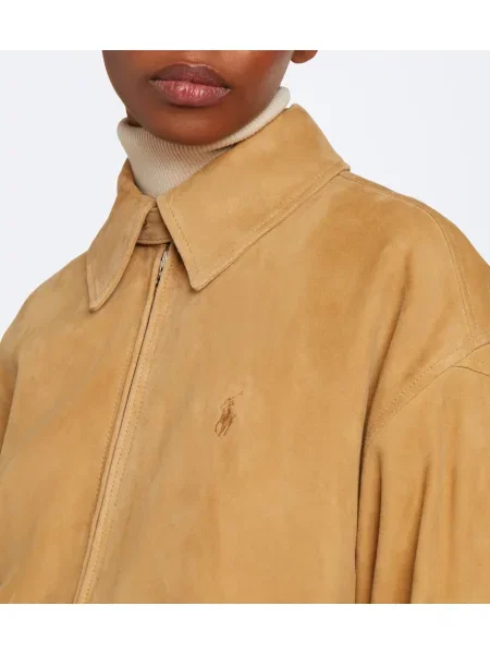 Geacă Polo Ralph Lauren din piele de căprioară bej