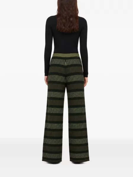 Pantaloni palazzo Retori cu dungi verde