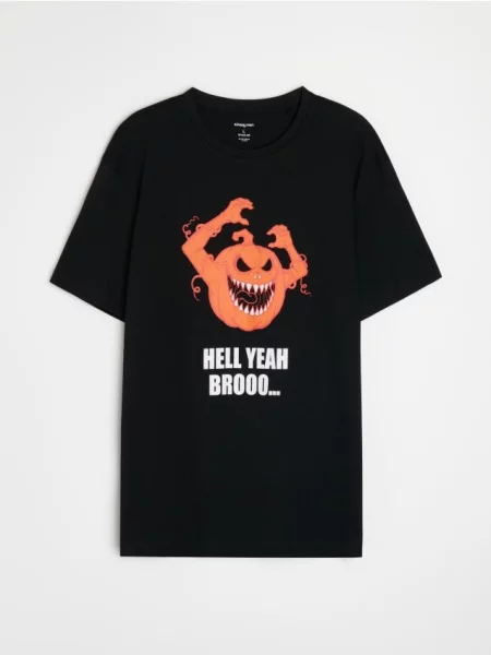 Sinsay halloweenské tričko s potiskem černá