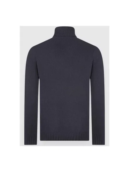 Lniany sweter z golfem Gran Sasso niebieski