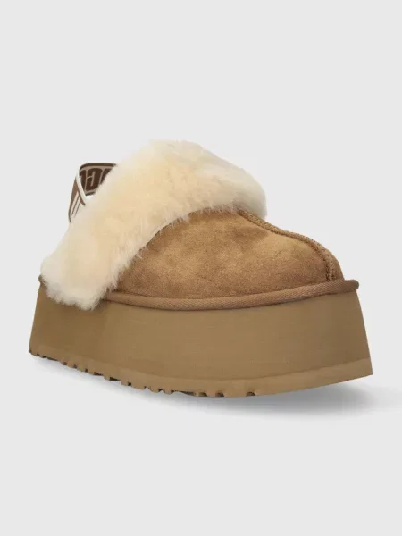 UGG kapcie zamszowe FUNKETTE CHE brązowy
