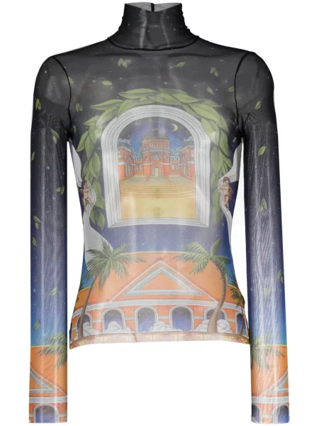 Košile Casablanca s potiskem se síťovinou černá