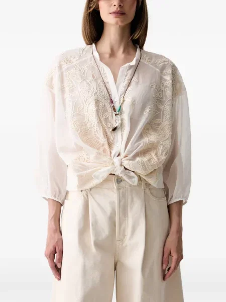 Bluză Haveone cu broderie alb