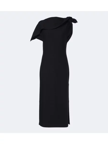 Rochie midi Oscar De La Renta de lână drapată negru