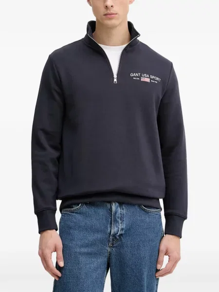 Pulover Gant cu broderie albastru