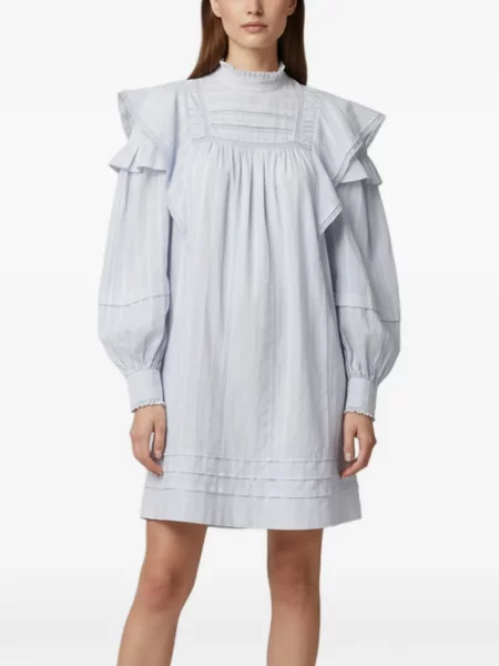 Rochie mini Marant Etoile cu dungi cu volane albastru