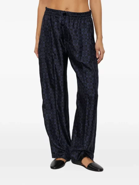 Pantaloni Kenzo de mătase albastru
