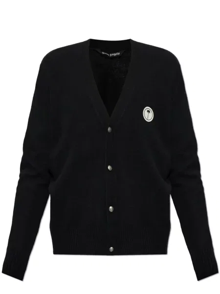 Cardigan Palm Angels de lână cu autograf negru