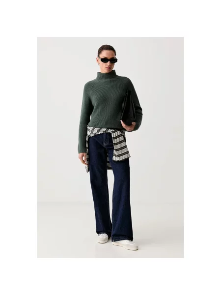 Sweter z czystej bawełny o kroju regular fit Marc O'polo zielony