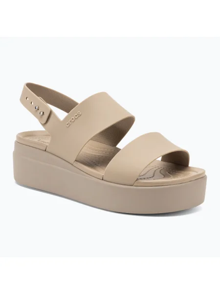 Sandale pentru femei Crocs Brooklyn Low Wedge latte/mushroom