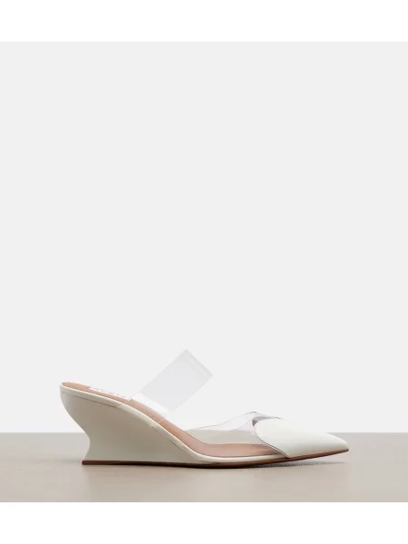 Kožené lakované mules Alaïa na kline biela