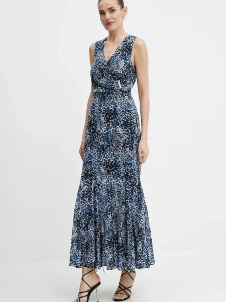 Рокля Morgan REELA дълга със стандартна кройка REELA синьо