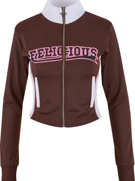 Felicious Jachetă de trening ciocolatiu / roz pal alb