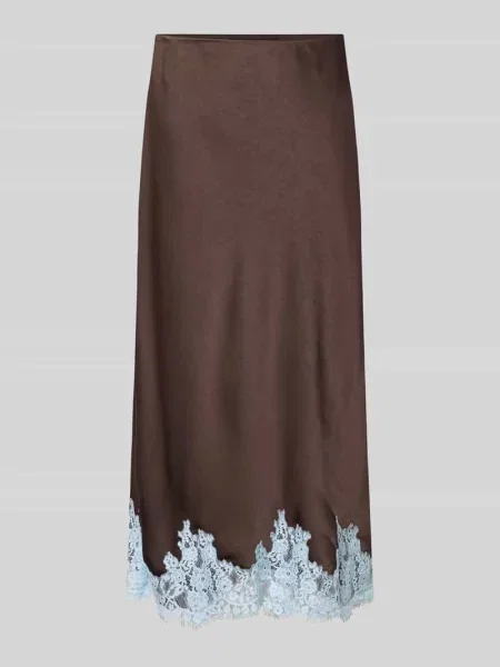 Spódnica midi z satyny z obszyciem koronką model NAIRA' Neo Noir