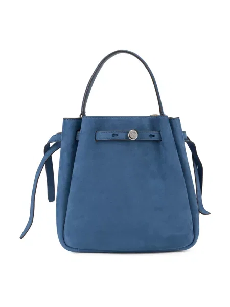 Torebka Tory Burch skórzana z nitami niebieska