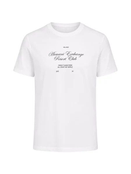 Tricou Armani Exchange cu imagine cu decolteu rotund alb