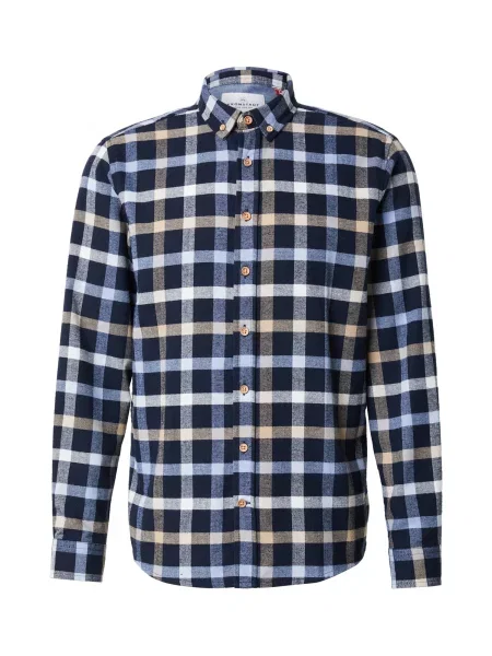 Kronstadt Košile Johan krémová / námořnická modř / pastelová modrá bílá