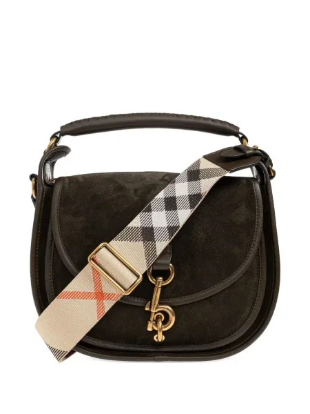 Geanta de piele Burberry din piele în carouri verde