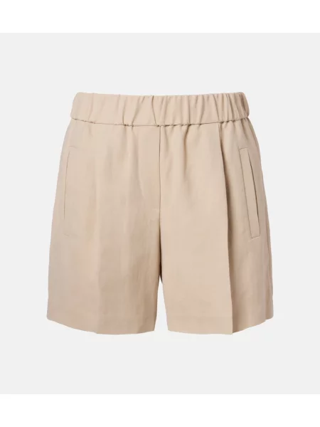 Bermude Brunello Cucinelli cu talie înaltă bej