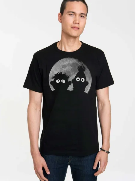 LOGOSHIRT Tričko Sesamstraße Ernie & Bert sivá čierna