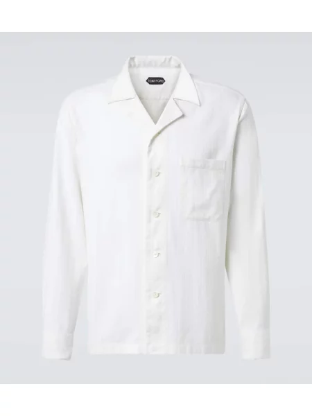 Svilena prugasta košulja Tom Ford bijela