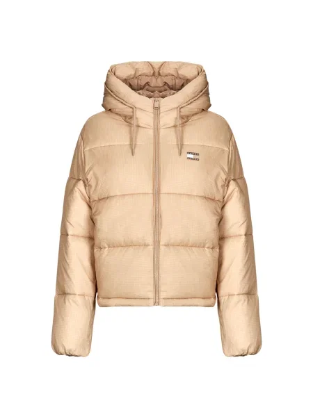 Geacă de blugi Tommy Jeans cu glugă bej