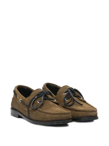 Pantofi loafer Aeyde cu șireturi din piele de căprioară maro