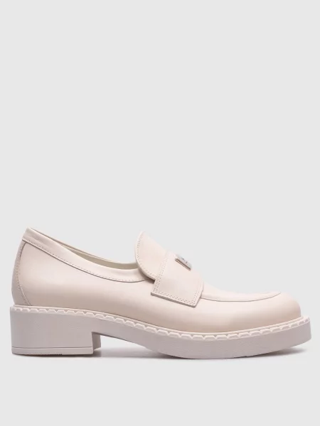 Шкіряні лофери з логотипом Babe Pay Pls бежеві