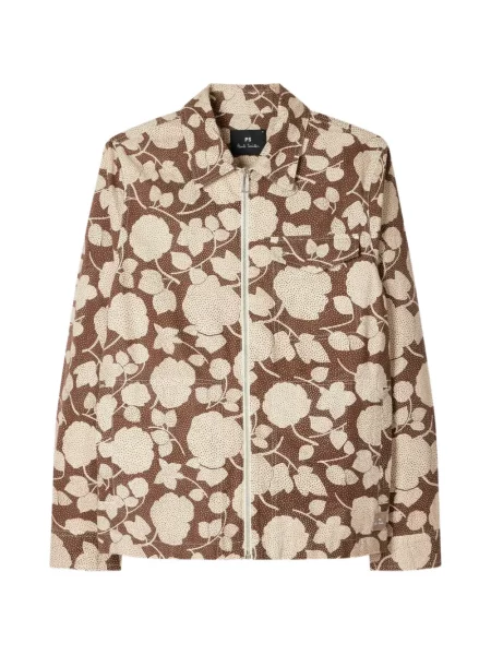 Geacă Ps Paul Smith cu model floral cu perforații maro