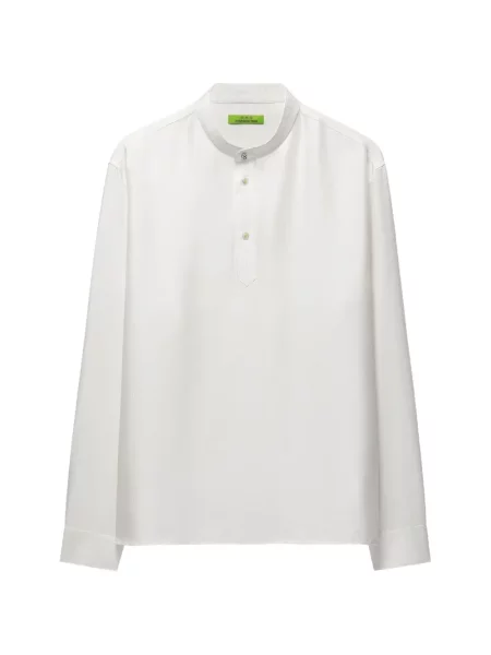 Tricou Shanghai Tang cu model herringbone alb