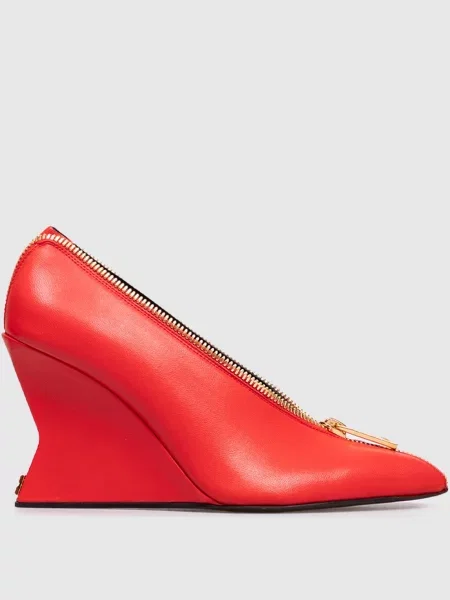 Шкіряні туфлі на танкетці з Balmain червоні