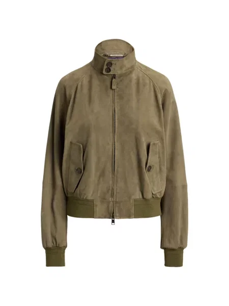 Geacă Ralph Lauren Collection din piele de căprioară verde