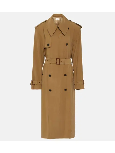 Trencz Saint Laurent z twillu brązowy