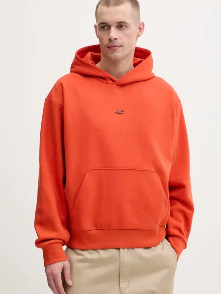Oakley pulover s kapuco z bombažem oranžna