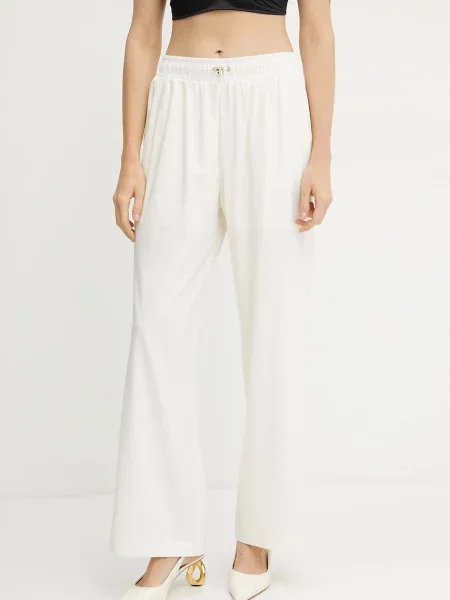 Hlače Liu Jo za žene široke visoki struk bež