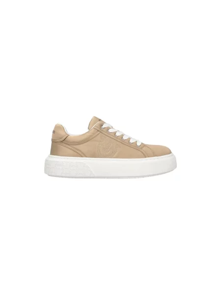 Satynowe sneakersy Pinko brązowe