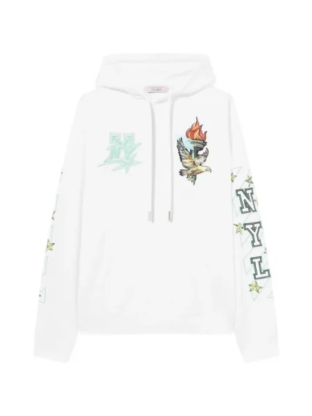 Hanorac cu glugă Off-white cu imagine cu cordon alb