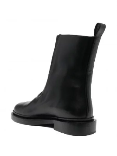 Kožené chunky kotníkové boty Jil Sander černé