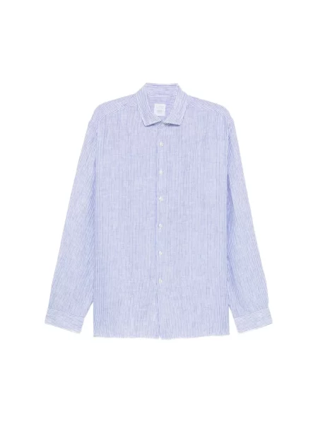 Lniana koszula Xacus w paski z paskiem niebieska