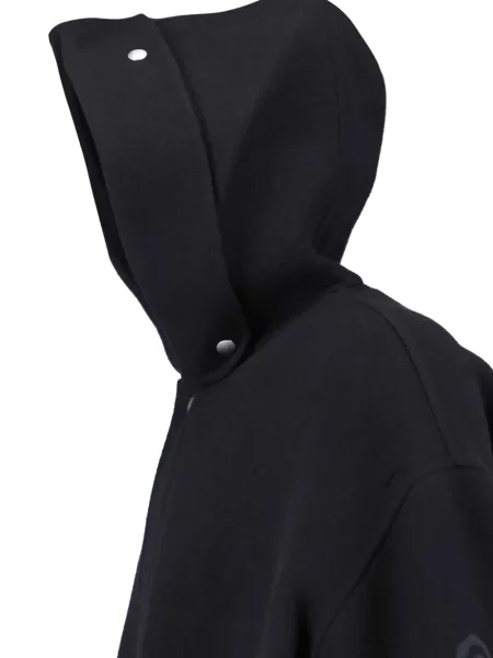 Palton Jil Sander de lână cu glugă negru