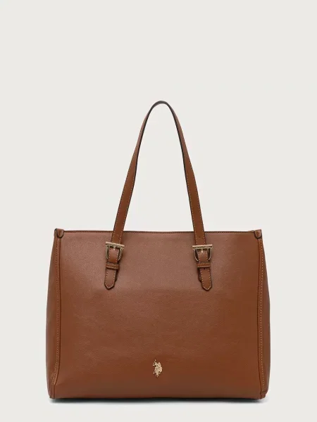 U.S. Polo Assn. geantă shopper pentru femei cu imitație de piele NANTUCKET maro