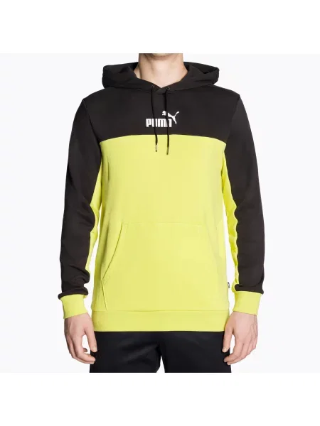 Mikina PUMA ESS+ Block Hoodie TR puma black/lime sheen černá