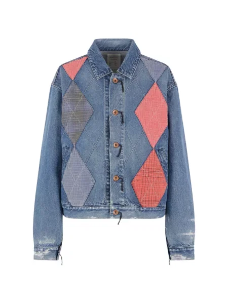 Geacă de blugi Kuro cu model argyle albastru