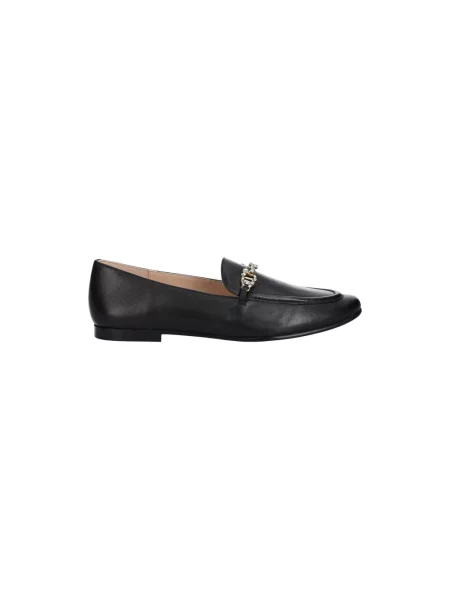 Loafersy Twinset skórzane na płaskim obcasie czarne