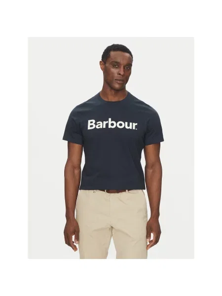 Barbour Majica Logo Mornarsko Tailored Fit modra