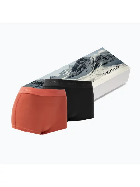 Boxeri termoactivi pentru femei Devold Breeze Merino Hipser 2 pack black/coral negru
