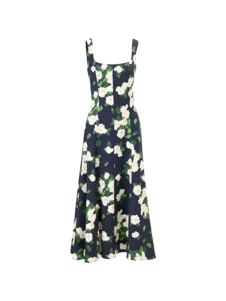 Rochie midi Carolina Herrera cu model floral cu imagine albastru